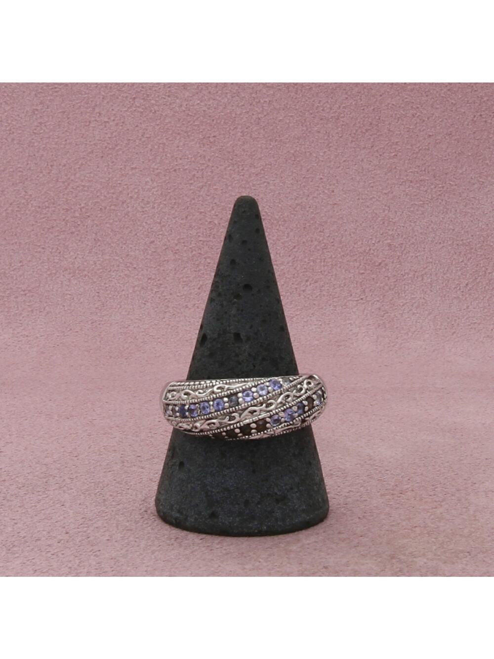 sterling silver tanzanite scroll dome ring size 10.5